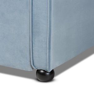 Baxton Studio Baxton Studio Freda Twin Daybed with Trundle - Elegant Light Blue Velvet, Button Tufted Design, Space-Saving Solution Freda-Light Blue Velvet-Daybed-T/T