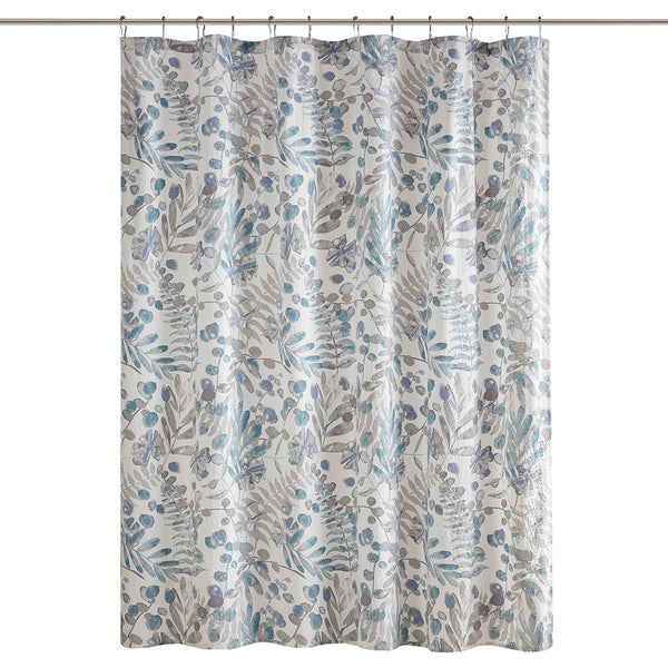 JLA Home Madison Park - Printed Seersucker Shower Curtain with Oversized Floral Print, Microfiber Texture, Durable 72x72 MP70-8328