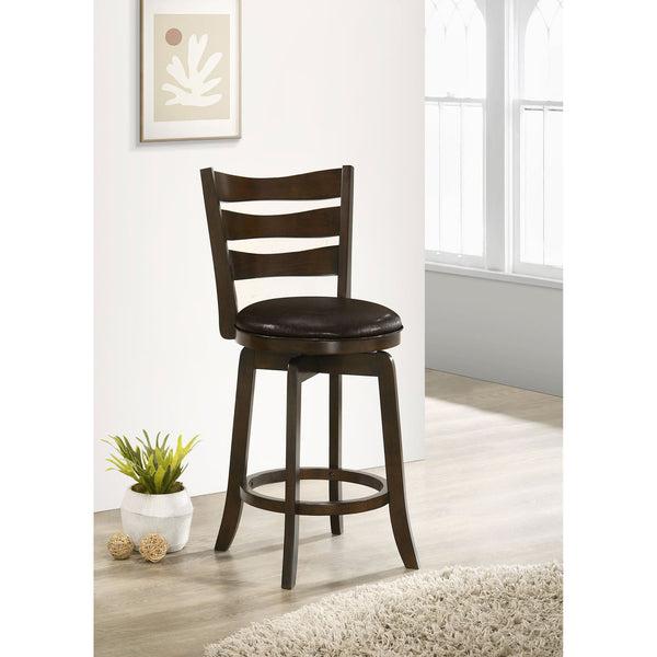 English Elm Fenster Dark Brown Swivel Bar Chair - Elegant Slat-Back Design, Comfortable Foam-Padded Seat, Durable Wood B062P299937