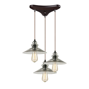 Hammered Glass 10'' Wide 3-Light Mini Pendant - Oil Rubbed Bronze 10332/3 Elk Lighting