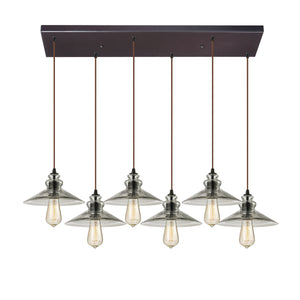 Hammered Glass 9'' Wide 6-Light Rectangular Pendant - Oil Rubbed Bronze 10332/6RC Elk Lighting