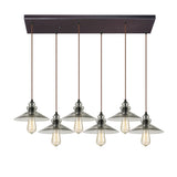 Hammered Glass 9'' Wide 6-Light Rectangular Pendant - Oil Rubbed Bronze 10332/6RC Elk Lighting