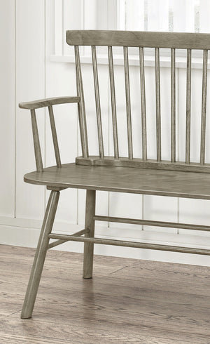 English Elm 1pc Vintage Farmhouse Spindle Back Bench 48" Rustic Wooden Entryway Seat for Cozy Homes and Halls Gray 52 L x 23 W x 15 H B011P284205