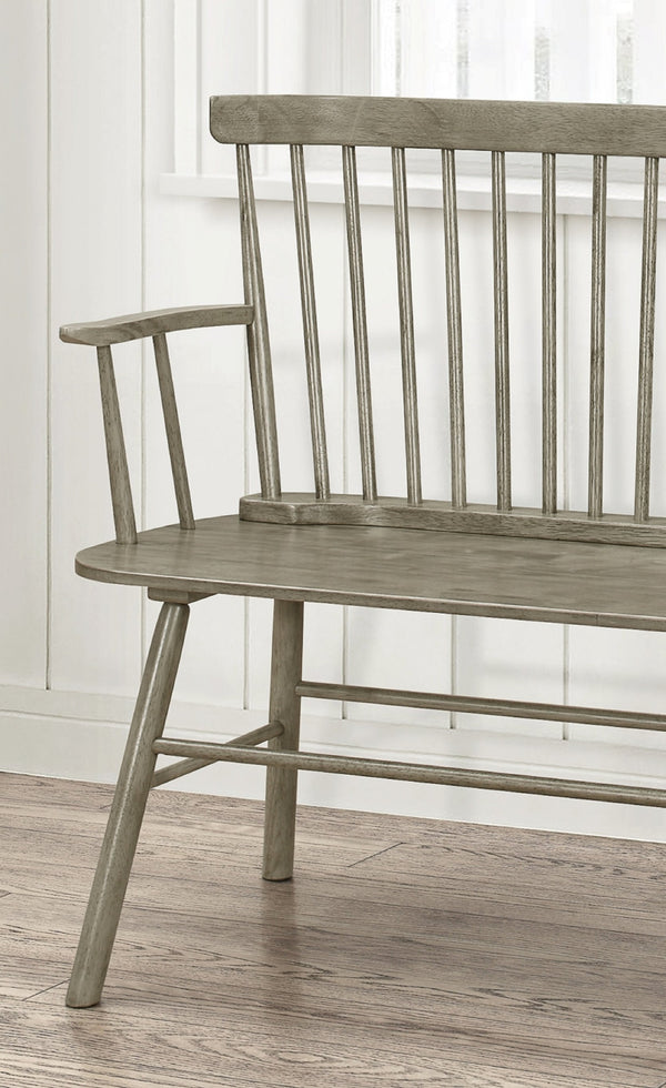 English Elm 1pc Vintage Farmhouse Spindle Back Bench 48" Rustic Wooden Entryway Seat for Cozy Homes and Halls Gray 52 L x 23 W x 15 H B011P284205