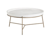 Remy Coffee Table - Antique Brass - White 103331 Sunpan