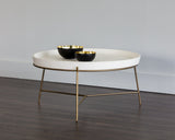 Remy Coffee Table - Antique Brass - White 103331 Sunpan