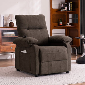 English Elm 019-160°recliner Plush Chenille Push Back Chair with Massage Heating for Seniors Brown W2636P286682