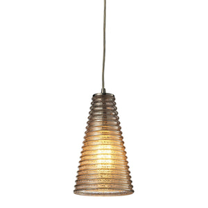 Ribbed Glass 6'' Wide 1-Light Mini Pendant - Satin Nickel 10333/1 Elk Lighting