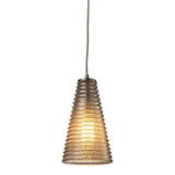 Ribbed Glass 6'' Wide 1-Light Mini Pendant - Satin Nickel 10333/1 Elk Lighting