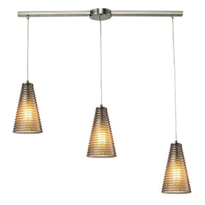 Ribbed Glass 5'' Wide 3-Light Slim Linear Pendant - Satin Nickel 10333/3L Elk Lighting