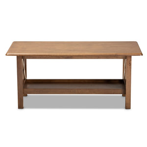 Baxton Studio Baxton Studio Reese Coffee Table: Elegant Walnut Brown Wood Design with Storage & Stylish Crisscross Panels SW5208-Walnut-M17-CT