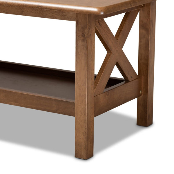 Baxton Studio Baxton Studio Reese Coffee Table: Elegant Walnut Brown Wood Design with Storage & Stylish Crisscross Panels SW5208-Walnut-M17-CT