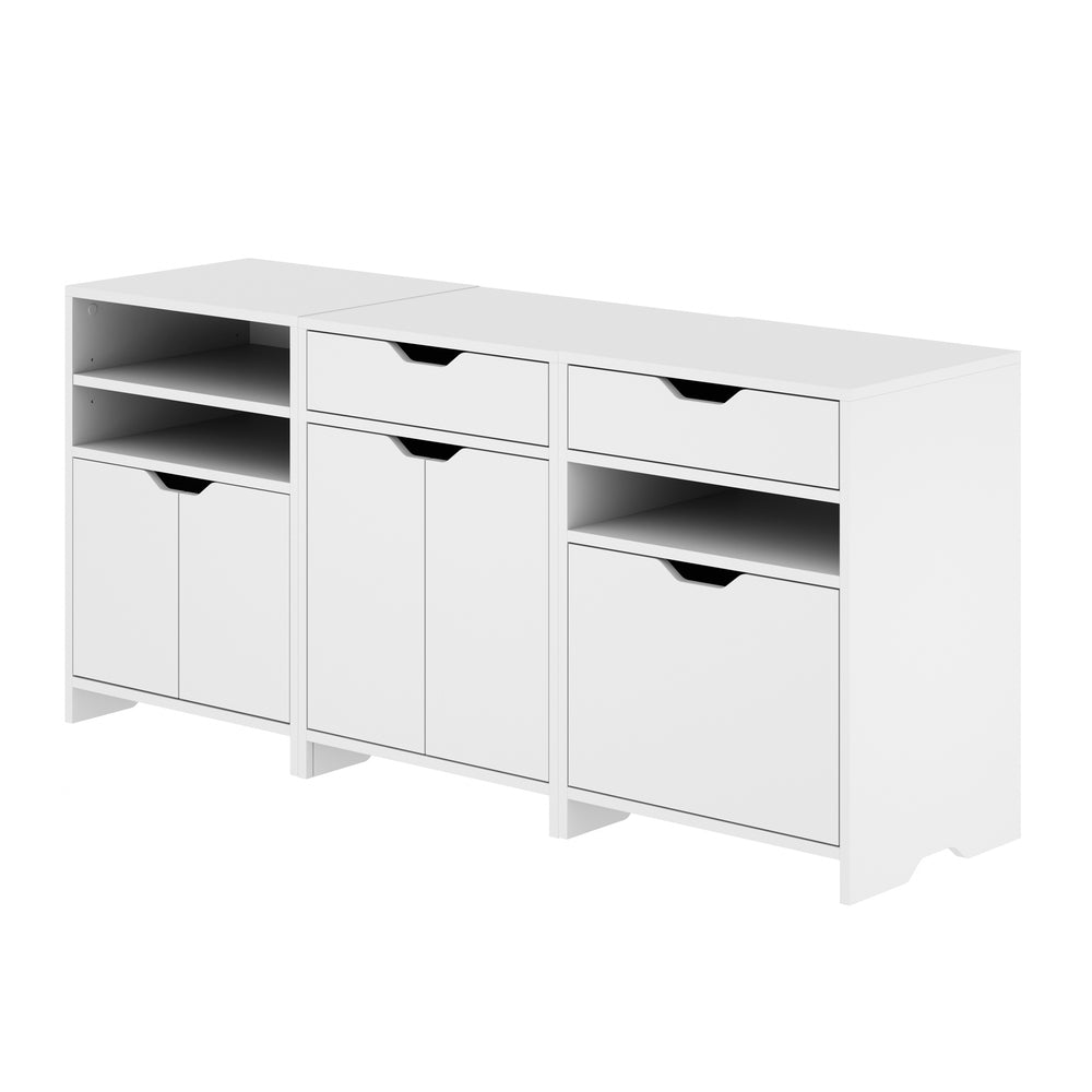 Winsome Wood Nova 3-piece Storage Cabinet Set - Versatile White Cabinets With Shelves & Drawers For Any Space White Composite Wood 10335-winsome-wood