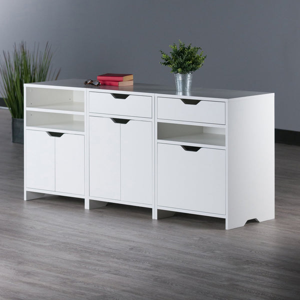 Winsome Wood Nova 3-piece Storage Cabinet Set - Versatile White Cabinets With Shelves & Drawers For Any Space White Composite Wood 10335-winsome-wood