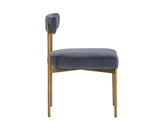 Seneca Dining Chair - Antique Brass - Velvet Slate 103365 Sunpan