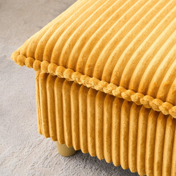 English Elm This single-seat corduroy sofa with ottoman and pillows — compact lounge chair for cozy reading nooks and naps Yellow W1658S00121