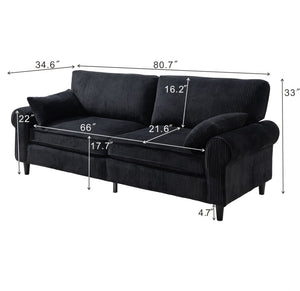 English Elm 80.7" Corduroy Upholstered Loveseat with Rolled Arms Solid Wood Iron Frame Modern W5515P488201