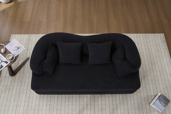 English Elm (old Sku W2231p392100) Chenille Sleeper Sofa Foldable Convertible Loveseat with Four Pillows Black W2231P466738