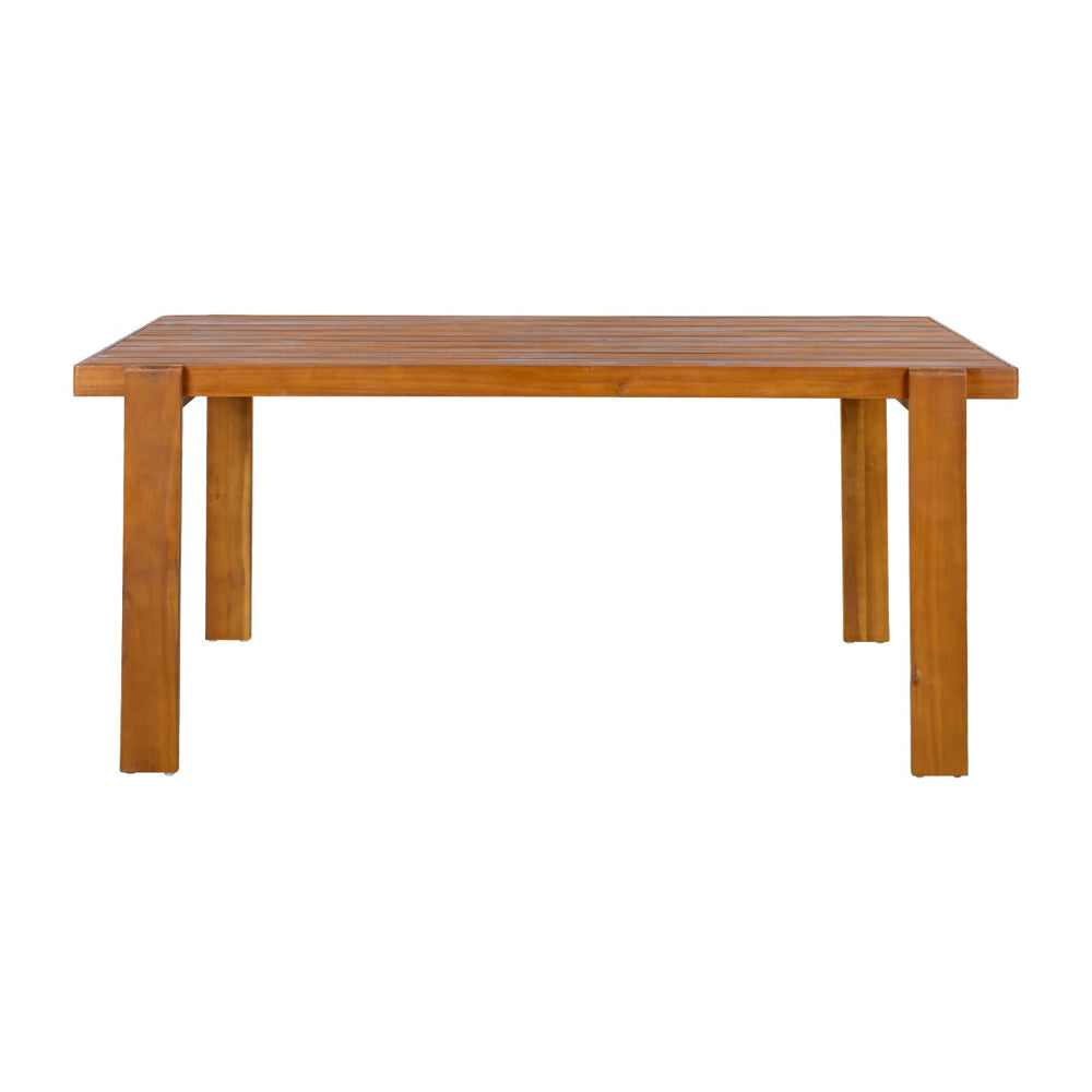 English Elm Outdoor Solid Acacia Wood Rectangular Patio Dining Table Seats Six with Curved Legs N776P387626T