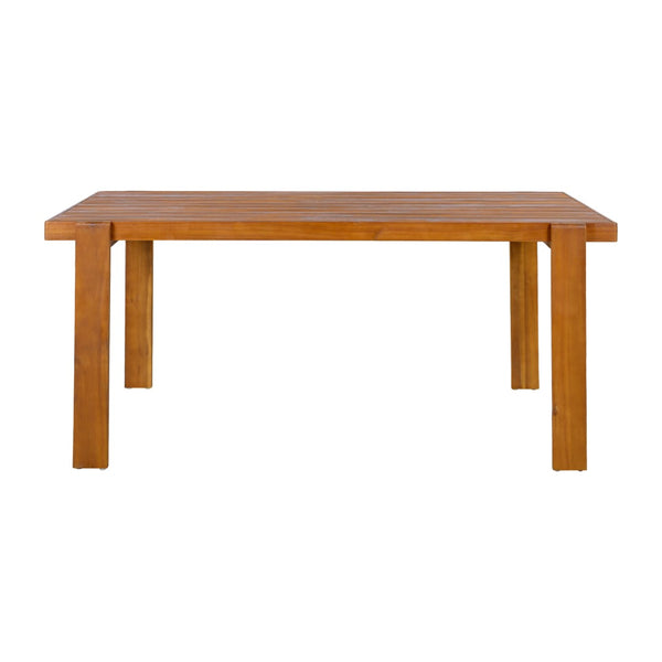 English Elm Outdoor Solid Acacia Wood Rectangular Patio Dining Table Seats Six with Curved Legs N776P387626T