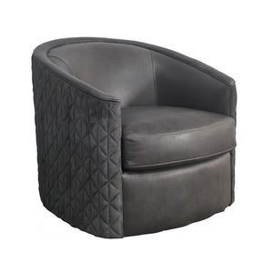 Olivia + Quinn Westwood Leather Swivel Chair – Luxurious Comfort & Style With Handrubbed Angelina Smoke Finish Angelina Smoke Leather,Foam,Wood 1035_Agl9801