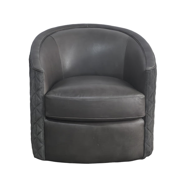 Olivia + Quinn Westwood Leather Swivel Chair – Luxurious Comfort & Style With Handrubbed Angelina Smoke Finish Angelina Smoke Leather,Foam,Wood 1035_Agl9801