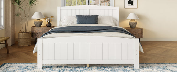 English Elm Queen Solid Wood Platform Bed Frame with Strong Support Slats, No Box Spring Needed, Modern White Finish Light White W1580P374312
