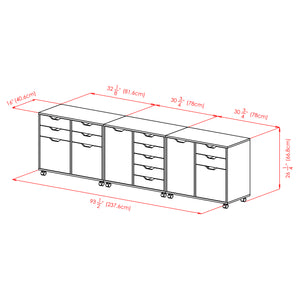 Winsome Wood Halifax 3-piece Mobile Cabinet Set With File Drawer & Versatile Storage For Home Office & More White Composite Wood 10361-winsome-wood