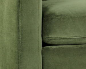 Sunpan Yosi Velvet Accent Armchair with Channel Tufted Back and Brass Tipped Rubberwood Legs 103689V