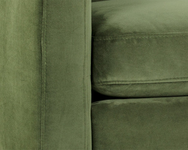 Sunpan Yosi Velvet Accent Armchair with Channel Tufted Back and Brass Tipped Rubberwood Legs 103689V