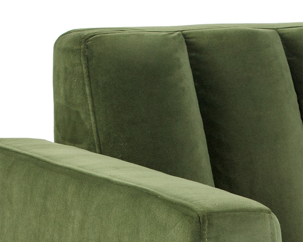Sunpan Yosi Velvet Accent Armchair with Channel Tufted Back and Brass Tipped Rubberwood Legs 103689V