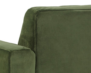 Sunpan Yosi Velvet Accent Armchair with Channel Tufted Back and Brass Tipped Rubberwood Legs 103689V