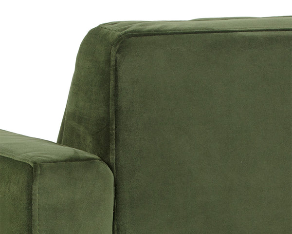 Sunpan Yosi Velvet Accent Armchair with Channel Tufted Back and Brass Tipped Rubberwood Legs 103689V