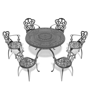 English Elm (Cushions) Elegant 7-Piece Cast Aluminum Patio Dining Set With Off-White Cushions For Outdoor Comfort W1710S00399