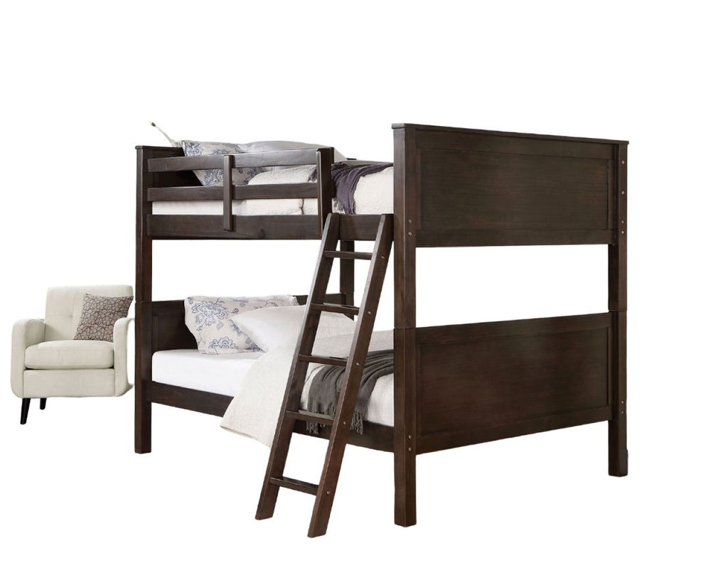 English Elm Transitional Full-Over-Full Bunk Bed In Walnut Finish - Sturdy, Stylish, And Versatile For All Ages B2741S00320-GIGA
