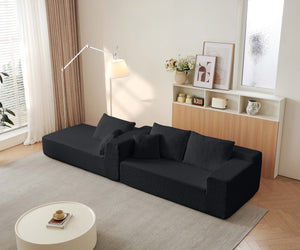 English Elm 104" Cloud Sectional Couch – Modern L-Shape Modular Sofa With Deep Seats & Easy Care Chenille Fabric W1359S00018