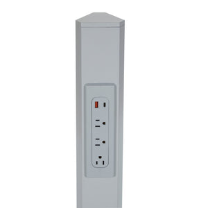OSP Home Furnishings Power Anywhere Station Slim Metal Tower with 3 Ac Outlets and Usb Ports for Any Room Silver PAS311-36SV