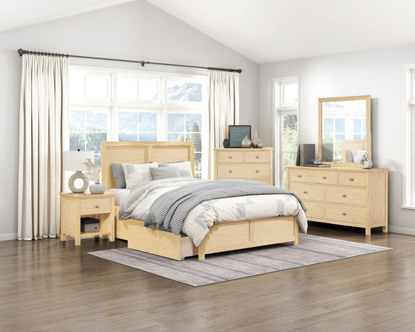 English Elm Contemporary Full Platform Bed Tall Headboard Natural Pine Wood Scandinavian Bedroom Frame B011S02457