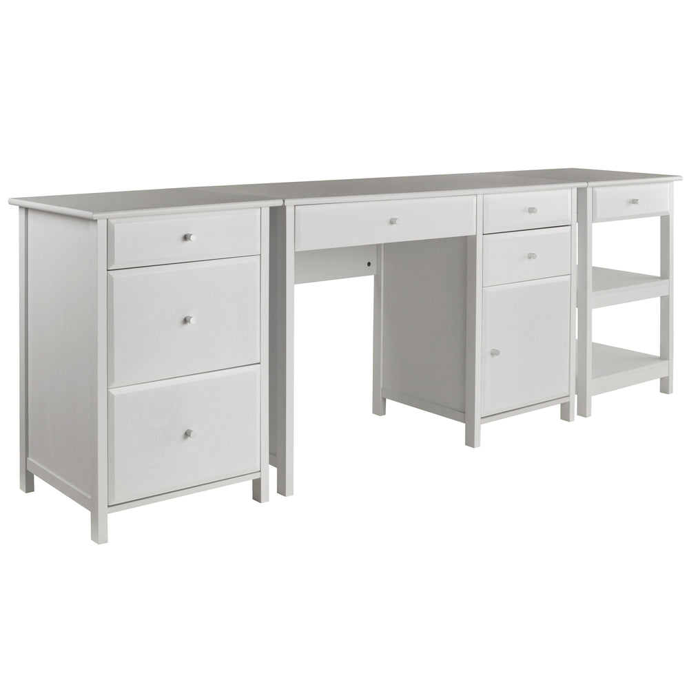 Winsome Wood Delta 3-piece Home Office Desk Set - Stylish White Workspace With Ample Storage & File Cabinet White Composite Wood 10387-winsome-wood