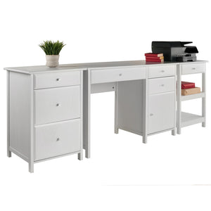 Winsome Wood Delta 3-piece Home Office Desk Set - Stylish White Workspace With Ample Storage & File Cabinet White Composite Wood 10387-winsome-wood
