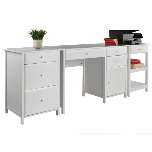 Winsome Wood Delta 3-piece Home Office Desk Set - Stylish White Workspace With Ample Storage & File Cabinet White Composite Wood 10387-winsome-wood