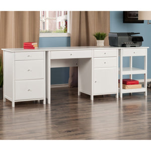 Winsome Wood Delta 3-piece Home Office Desk Set - Stylish White Workspace With Ample Storage & File Cabinet White Composite Wood 10387-winsome-wood