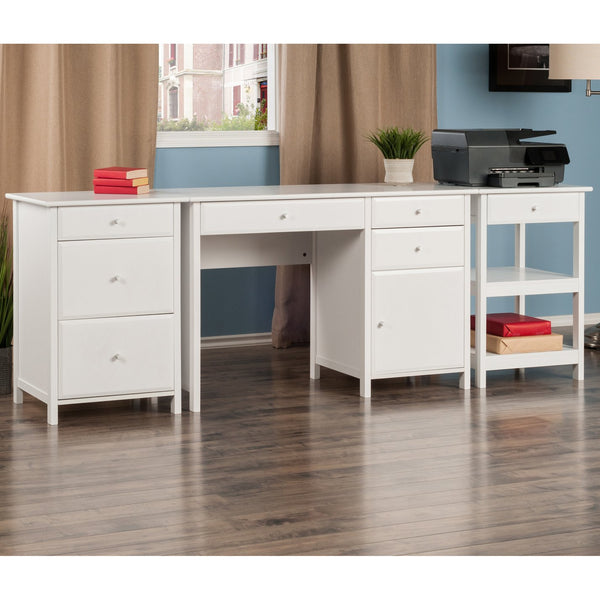 Winsome Wood Delta 3-piece Home Office Desk Set - Stylish White Workspace With Ample Storage & File Cabinet White Composite Wood 10387-winsome-wood