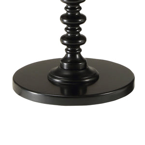 English Elm Black Round Wooden Side Table with Turned Pedestal Base, Solid Wood Accent Table for Cozy Nooks, Farmhouse to Traditional Style B062P181368