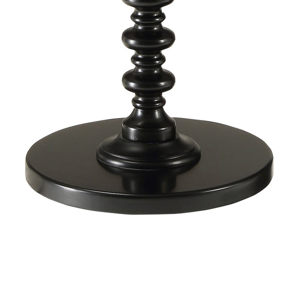 English Elm Black Round Wooden Side Table with Turned Pedestal Base, Solid Wood Accent Table for Cozy Nooks, Farmhouse to Traditional Style B062P181368