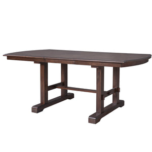 English Elm 60"-78" Extendable Dining Table with Removable Leaf, Solid Wood Farmhouse Kitchen Table for 4-8 Guests, Durable Finish and Easy Care Guidance Cherry N752P271802C