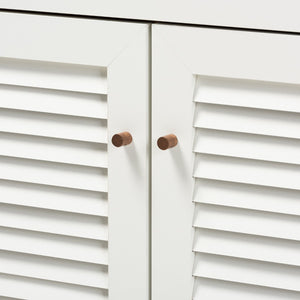 Baxton Studio Baxton Studio Coolidge Modern Shoe Storage Cabinet with Drawer, Chic Two-Tone Design for Any Space 4-Shelf FP-02LV-Walnut/White