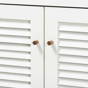 Baxton Studio Baxton Studio Coolidge Modern Shoe Storage Cabinet with Drawer, Chic Two-Tone Design for Any Space 5-Shelf FP-03LV-Walnut/White