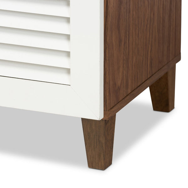 Baxton Studio Baxton Studio Coolidge Modern Shoe Storage Cabinet with Drawer, Chic Two-Tone Design for Any Space 5-Shelf FP-03LV-Walnut/White