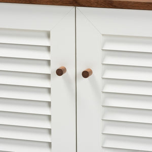 Baxton Studio Baxton Coolidge Modern 8-Shelf Wood Shoe Storage Cabinet in Walnut Finish for Chic Entryway Organization FP-04LV-Walnut/White